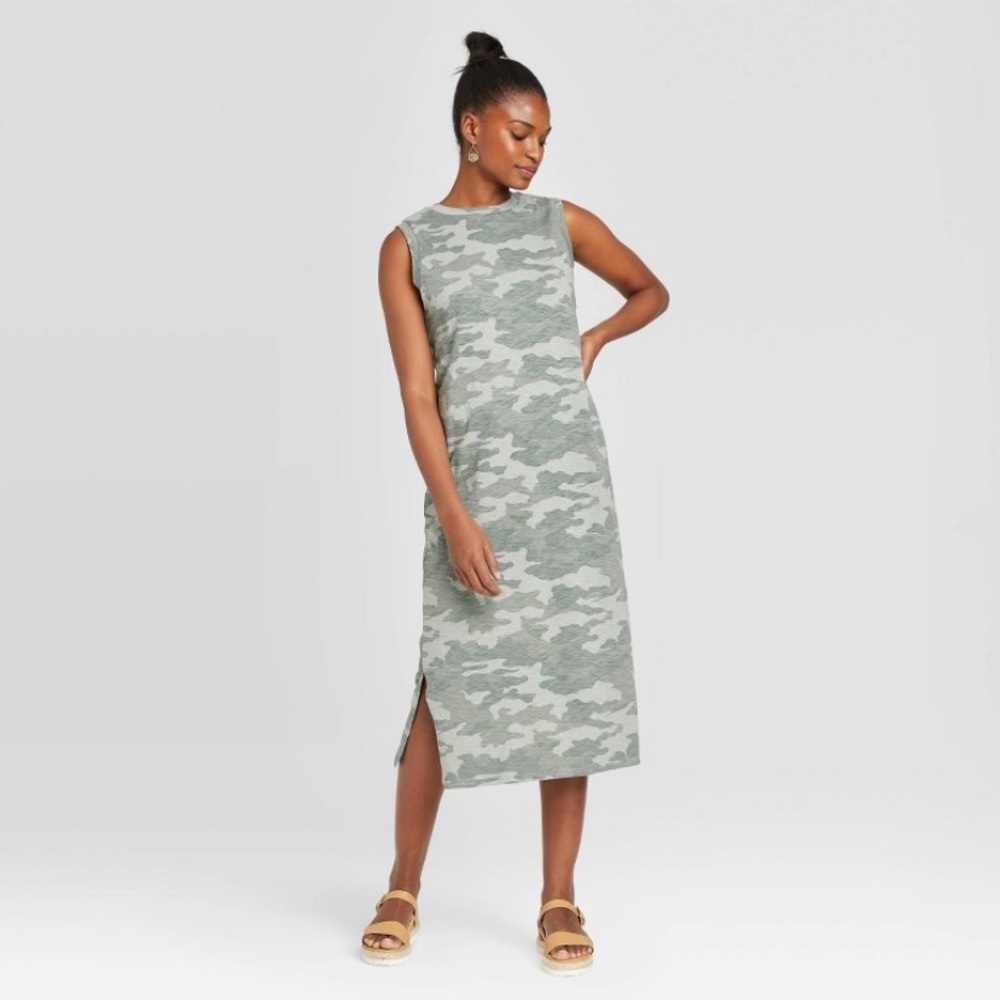 Green Camo Midi Dress